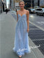 Sexy Tulle Spaghetti Straps Sleeveless A-Line Maxi Prom Dress, PD01171