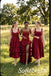Burgundy Jacquard Strapless Beaded Fringe Corset High Low Ruffled Floor Length Sheath Prom Gown,PD1355