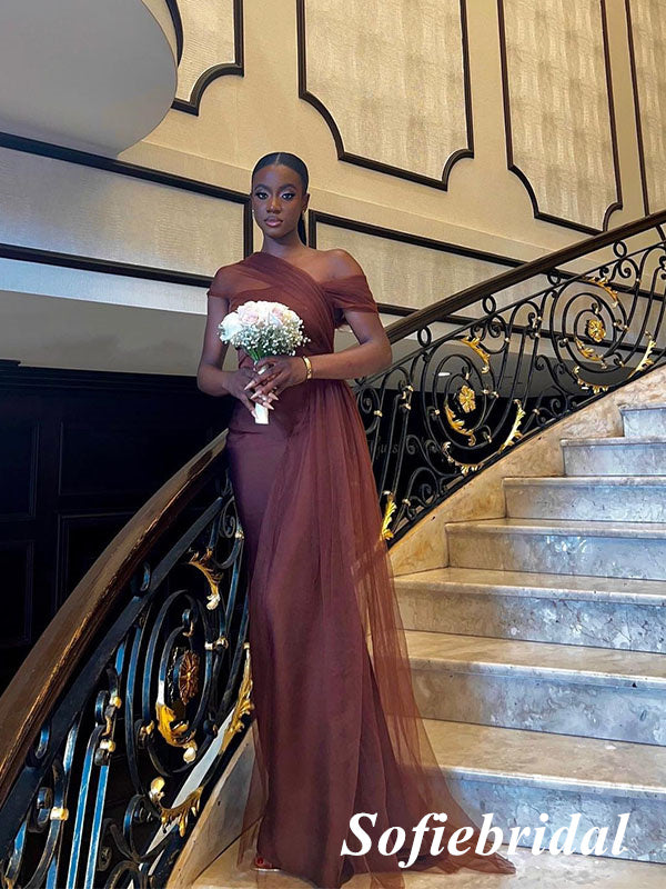 Sexy Brown Tulle And Soft Satin Sleeveless Mermaid Floor Length Brides SofieBridal Sexy Brown Tulle And Soft Satin Sleeveless Mermaid Floor Length Brides SofieBridal