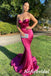 Sexy Satin Sweetheart V-Neck Sleeveless Mermaid Prom Dress, PD01030