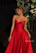 Red Strapless Sweetheart Satin Ball Gown, Structured Corset Bodice Evening Dress, PD13942