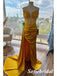 Sexy Soft Satin Spaghetti Straps V-Neck Side Slit Mermaid Long Prom Dresses, PD0976