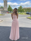 Blush Strapless Ruched Tulle Ball Gown, Pleated Formal Prom Evening Dress, PD13934