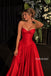 Red Strapless Sweetheart Satin Ball Gown, Structured Corset Bodice Evening Dress, PD13942