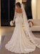Strapless Sweetheart Lace Mermaid Wedding Dress, Long Lace Veil & Cathedral Train Bridal Gown, SFWD0140