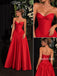 Red Strapless Sweetheart Satin Ball Gown, Structured Corset Bodice Evening Dress, PD13942