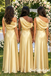 Shimmering Gold Satin Evening Gown - One Shoulder Prom & Wedding Party, SFWG00627
