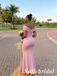 Simple Dusty-Pink Off Shoulder Side Slit Mermaid Bridesmaid Dresses Wedding Guest, SFWG00634