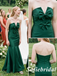 Emerald Green Satin Strapless Mermaid Bridesmaid Dress With Bow, SFWG00638