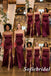 Mismatched Burgundy Satin Strapless Bridesmaid Dress With Slit For Wedding Guest, SFWG00637