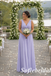 Lavender Chiffon V-Neck Sleeveless Twist Waist  Floor Length Bridesmaid Dress, SFWG00644