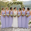 Lavender Chiffon V-Neck Sleeveless Twist Waist  Floor Length Bridesmaid Dress, SFWG00644
