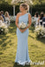 Pale Blue Stretch Jersey Mismatched Bridesmaid Dresses Simple Elegant Wedding Party Gowns, SFWG00647