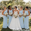 Pale Blue Stretch Jersey Mismatched Bridesmaid Dresses Simple Elegant Wedding Party Gowns, SFWG00647