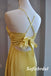Elegant Yellow Spaghetti Straps V-Neck A-Line Long Prom Dress, PD01017