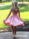 Sexy Soft Satin Spaghetti Straps Round Neck A-Line Mini Dresses/ Homecoming Dresses, HD0265