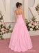 Pink Stretch Crepe Strapless Sweetheart Corset High Slit Pleated Floor Length Evening Dress,PD13850