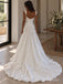 White Mikado Satin Thick Strap Cowl Neck Draped Corset Bodice Flowy A-Line Skirt Floor Length Wedding Dress, SFWD0099