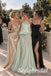 Sage Green Satin Halter Neck Rhinestone Strap Twisted Waist Draped Floor Length A-Line Bridesmaid Gown,PD1357