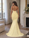 Yellow Halter Pleated Mermaid Dress,PD1371