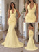 Yellow Halter Pleated Mermaid Dress,PD1371
