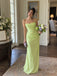 Chartreuse Chiffon Strapless Cowl Draped Bodice Floor Length Sheath Bridesmaid Dress,,SFWG00723