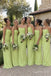 Chartreuse Chiffon Strapless Cowl Draped Bodice Floor Length Sheath Bridesmaid Dress,,SFWG00723