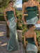 Sage Green Satin Strapless Sweetheart Corset Asymmetric Draped Sheath Floor Length Prom Dress,PD1381