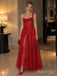 Red Mesh One Shoulder Sheer Corset Bustier Puffy Tulle Prom Dress,PD1382