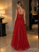 Red Mesh One Shoulder Sheer Corset Bustier Puffy Tulle Prom Dress,PD1382