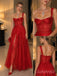 Red Mesh One Shoulder Sheer Corset Bustier Puffy Tulle Prom Dress,PD1382
