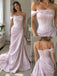Dusty Rose Satin Off Shoulder Bow Tie Boned Corset 3D Floral Embroidery Ruched Trumpet Prom Dress,PD1383