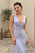 Dusty Blue Chiffon Deep V Sleeveless Lace Applique Tie Front Mermaid Evening Dress,PD13835