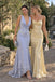 Dusty Blue Chiffon Deep V Sleeveless Lace Applique Tie Front Mermaid Evening Dress,PD13835