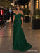 Emerald Green Pleated Chiffon Off The Shoulder Wrap Ruched Floor Length Evening Dress,PD13838