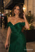 Emerald Green Pleated Chiffon Off The Shoulder Wrap Ruched Floor Length Evening Dress,PD13838