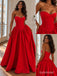 Red Satin Strapless Sweetheart Corset Structured Voluminous Ball Gown Evening Dress,PD13839