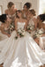 White Mikado Satin Strapless Sweetheart Lace Trim Ball Gown Floor Length Wedding Dress, SFWD0098