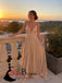 Spaghetti Deep V-neck A-line Sequin Tulle Prom Dresses, Gorgeous Sparkle Prom Dresses, PD0455