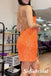 Sexy Orange Sequin Sleeveless Criss-Cross Sheath Mini Dresses/ Homecoming Dresses, HD0302