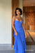 Cornflower Blue Chiffon Spaghetti Strap Sweetheart Maxi Gown With Fitted Bodice & Asymmetrical Tiered Ruffle Skirt, PD13879
