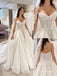 White Lace Organza Sweetheart Corset Bodice Ball Gown Wedding Dress With Chapel Train,SFWD0111