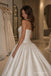 White Jacquard Satin Strapless Square Neck Structured Bodice Ball Gown Floor Length Wedding Dress, SFWD0104
