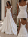 White Mikado Satin Thick Strap Cowl Neck Draped Corset Bodice Flowy A-Line Skirt Floor Length Wedding Dress, SFWD0099