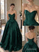 Emerald Green Satin Sweetheart Corset Bodice Ball Gown Floor Length Evening Dress,PD13847