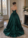 Emerald Green Satin Sweetheart Corset Bodice Ball Gown Floor Length Evening Dress,PD13847