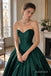 Emerald Green Satin Sweetheart Corset Bodice Ball Gown Floor Length Evening Dress,PD13847