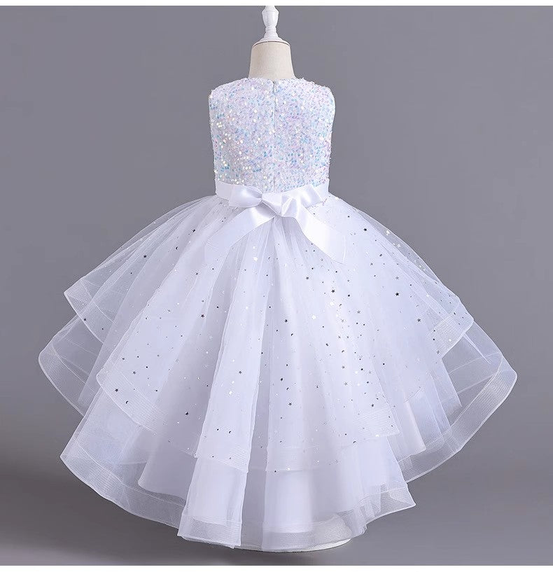 Spaghetti Straps Little Wedding Guest Sequin Top Tulle Unique A-line Flower Girl Dresses, FGS0038
