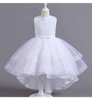 Spaghetti Straps Little Wedding Guest Sequin Top Tulle Unique A-line Flower Girl Dresses, FGS0038