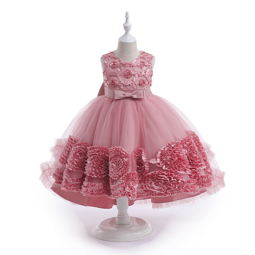 Spaghetti Straps Little Wedding Guest Tulle Unique A-line Flower Girl Dresses With Flower, FGS0042
